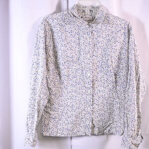 Columbia Womens Large Floral Flower Graphic Button Down Up Blouse Shirt
